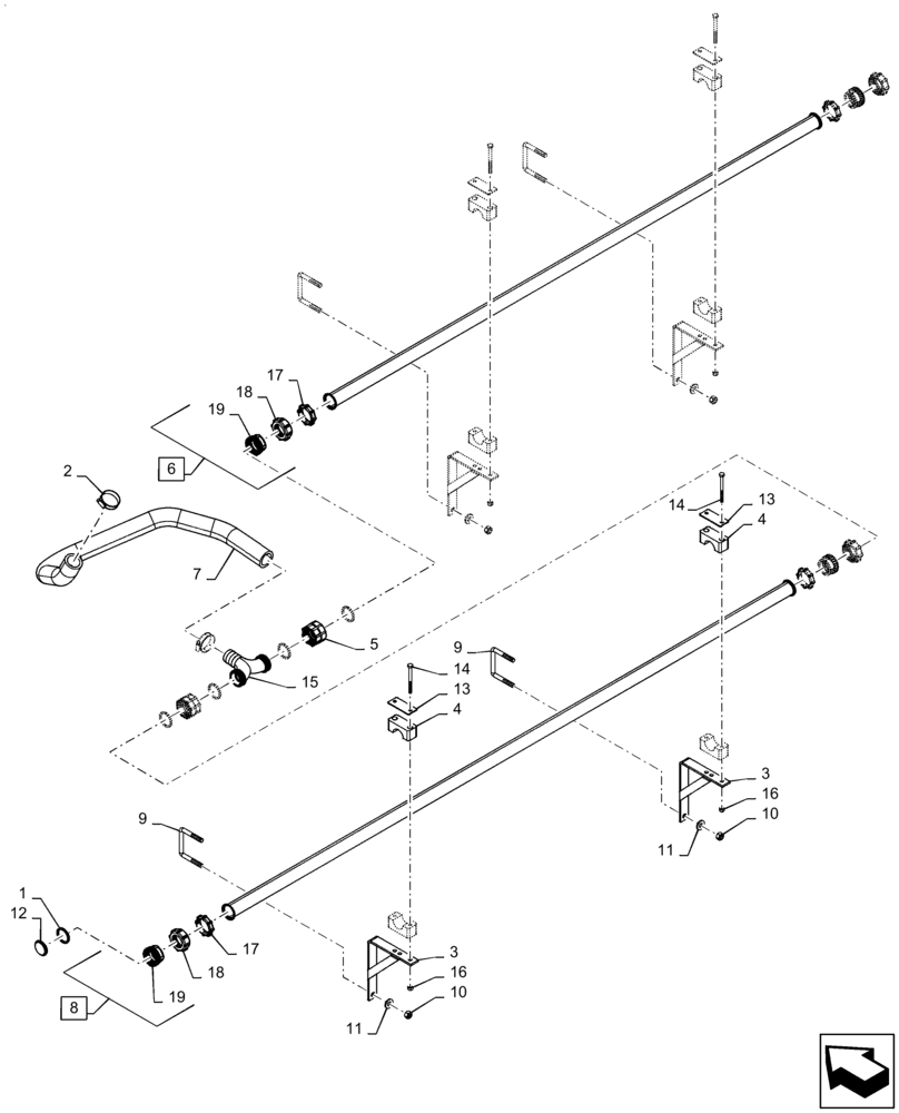 Схема запчастей Case IH PATRIOT 4440 - (78.110.AE[29]) - SPRAYBAR, 120, 7 SECTION, 20"/30" SPACING, CENTER SECTION, ALL SERIAL NUMBERS (78) - SPRAYING