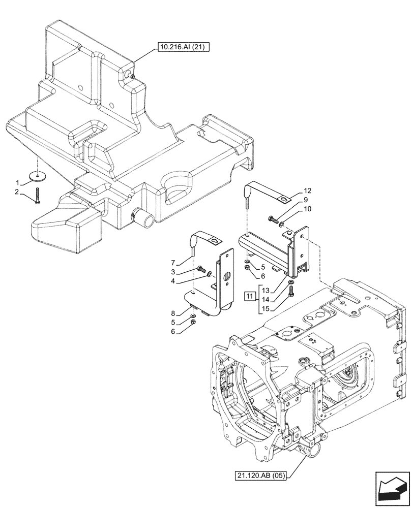 Схема запчастей Case IH PUMA 185 CVT - (10.216.AI[08]) - VAR - 391131, 758001 - FUEL TANK, SUPPORT (RH) (10) - ENGINE