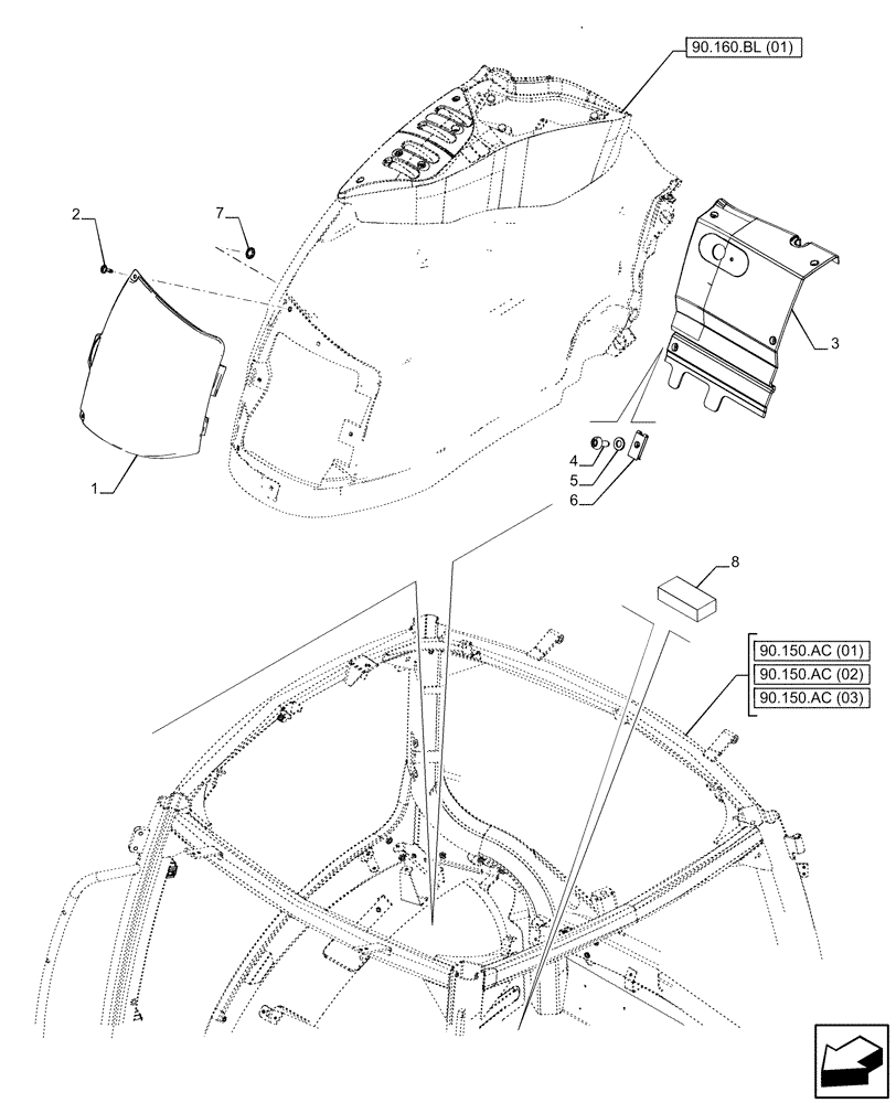 Схема запчастей Case IH PUMA 220 - (90.160.BL[11]) - VAR - 332722, 332723, 337473, 337474, 337475, 337476, 392114, 392115 - CAB INTERIOR TRIM, RIGHT SIDE (90) - PLATFORM, CAB, BODYWORK AND DECALS