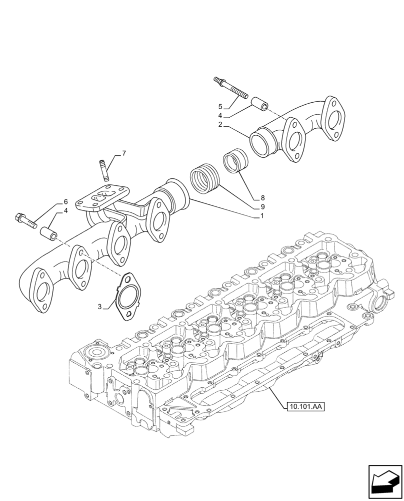 Схема запчастей Case IH F4DFE617L B002 - (10.254.AC) - EXHAUST MANIFOLD (10) - ENGINE