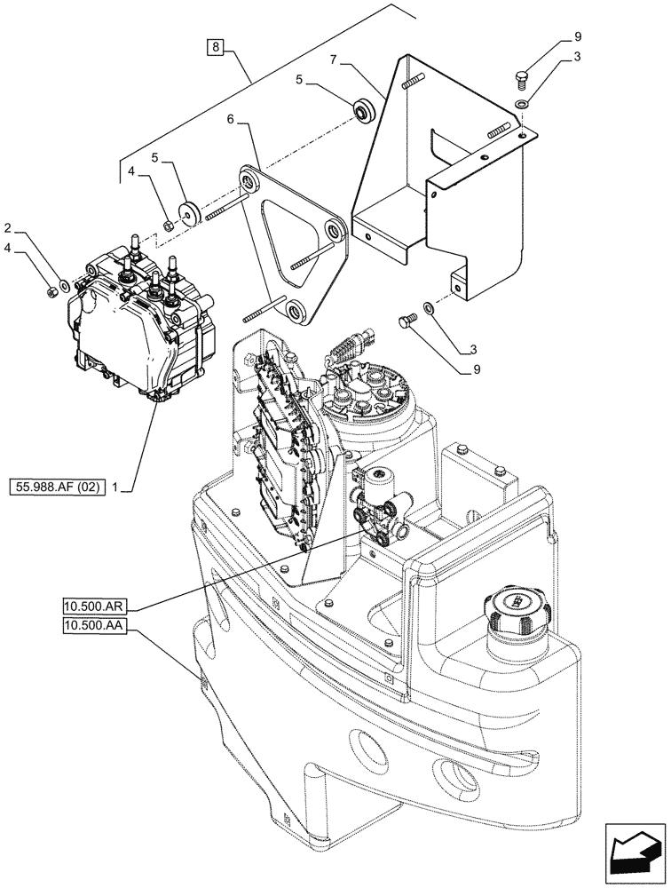 Схема запчастей Case IH PUMA 150 - (55.988.AF[01]) - VAR - 391131, 758001 - ELECTRONIC CONTROL UNIT, SUPPLY (55) - ELECTRICAL SYSTEMS