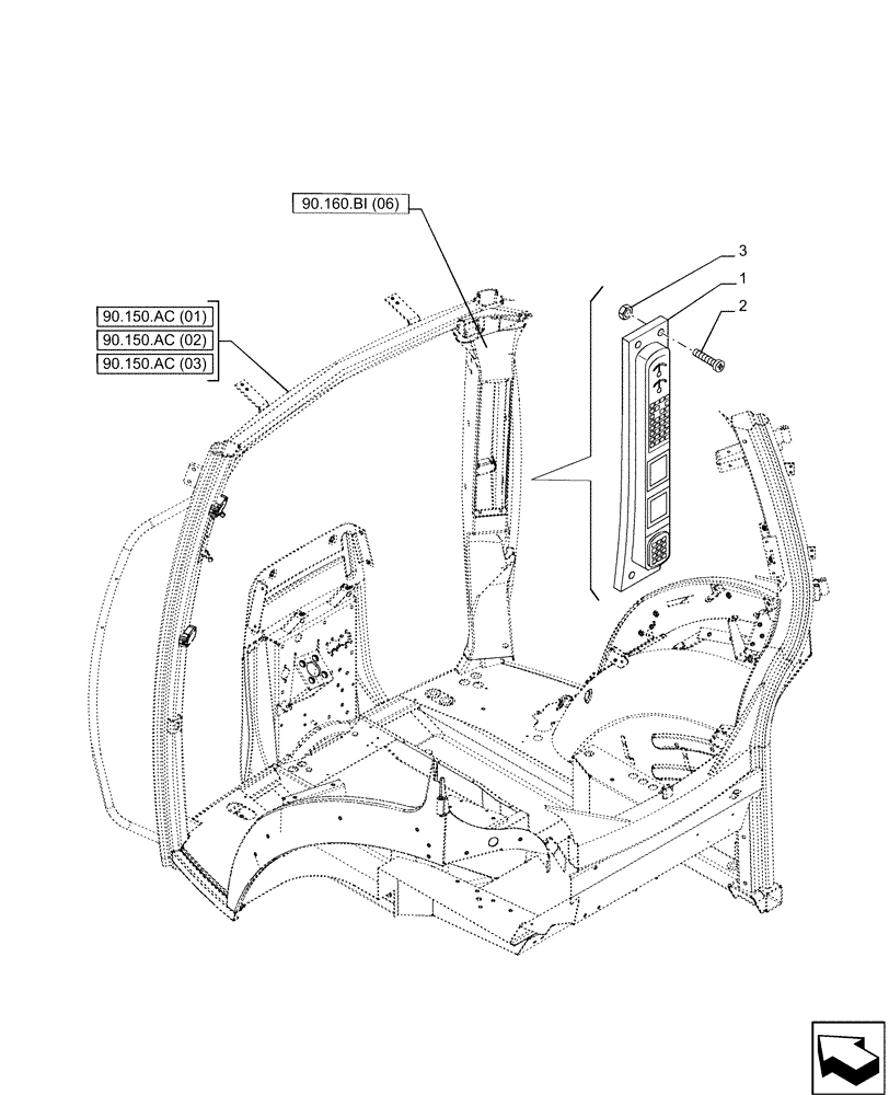 Схема запчастей Case IH PUMA 220 CVT - (55.408.CB) - INSTRUMENT PANEL, KEYBOARD (55) - ELECTRICAL SYSTEMS