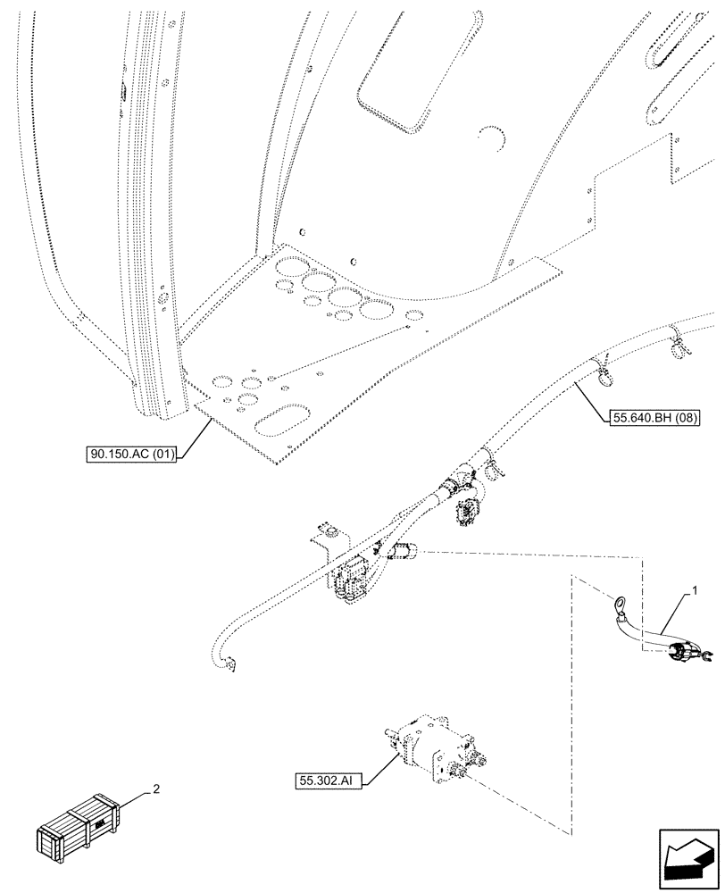 Схема запчастей Case IH PUMA 220 - (55.640.BH[10]) - VAR - 758161, 758376, 758964, 758965 - ISOBUS SOCKET, WIRE HARNESS (55) - ELECTRICAL SYSTEMS