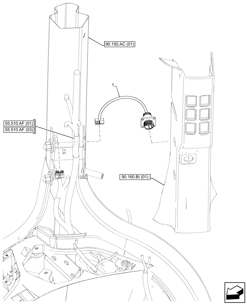 Схема запчастей Case IH PUMA 220 CVT - (55.640.BH[01]) - VAR - 758161, 758376 - ISOBUS SOCKET, HARNESS (55) - ELECTRICAL SYSTEMS