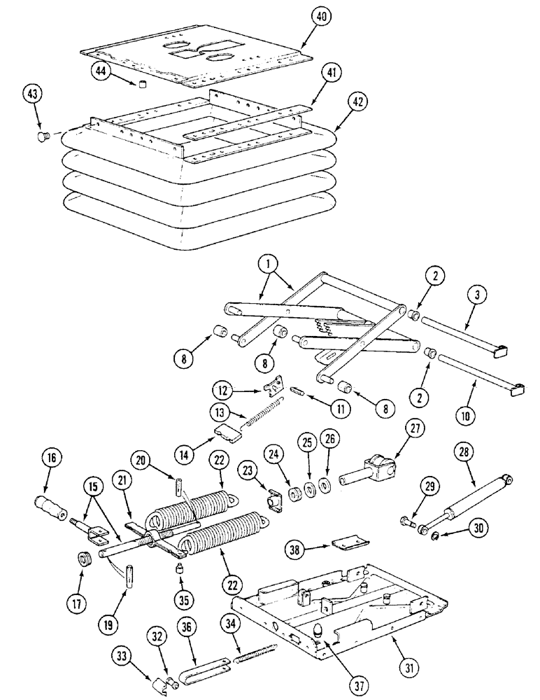 Схема запчастей Case IH 1294 - (9-322) - SEAT SUSPENSION, TRACTORS WITH CAB (09) - CHASSIS/ATTACHMENTS