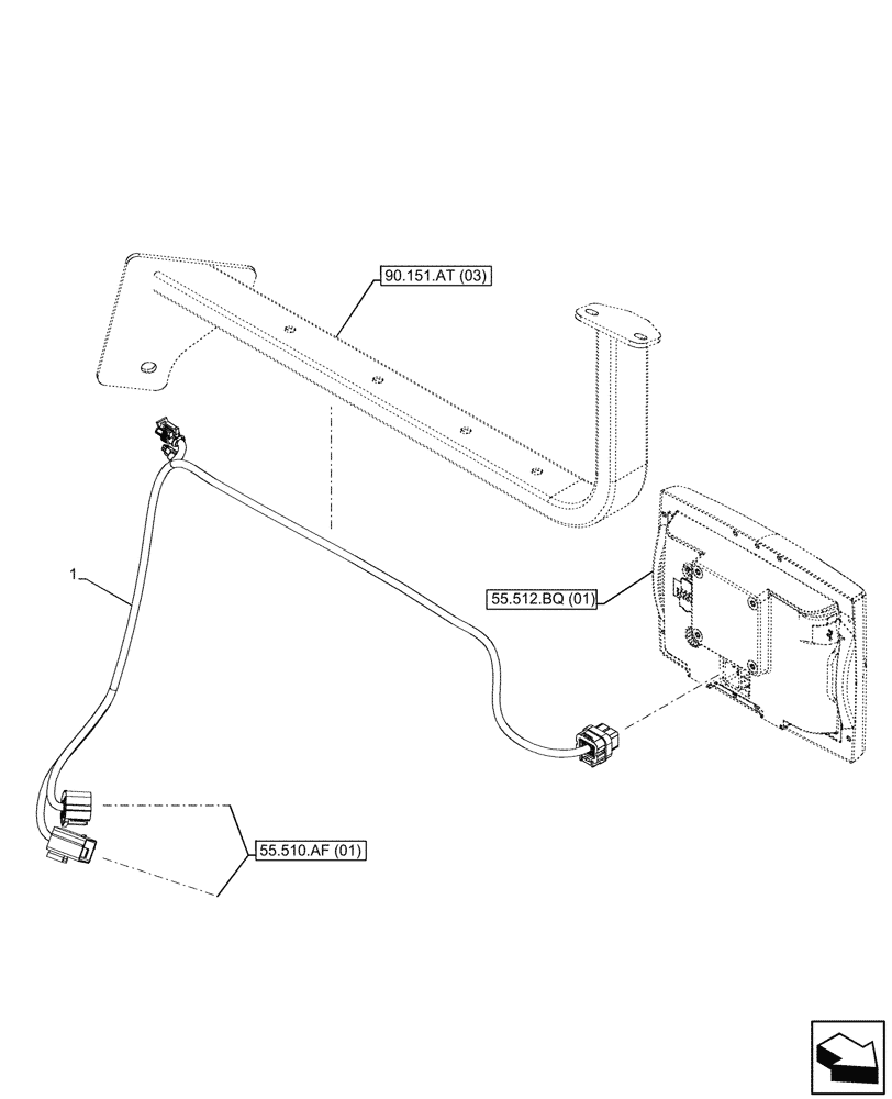 Схема запчастей Case IH PUMA 185 CVT - (55.785.AS[01]) - VAR - 332922, 338335, 338336, 338337, 758154, 758156, 758157, 758158 - MONITOR (FRED), WIRE HARNESS (55) - ELECTRICAL SYSTEMS