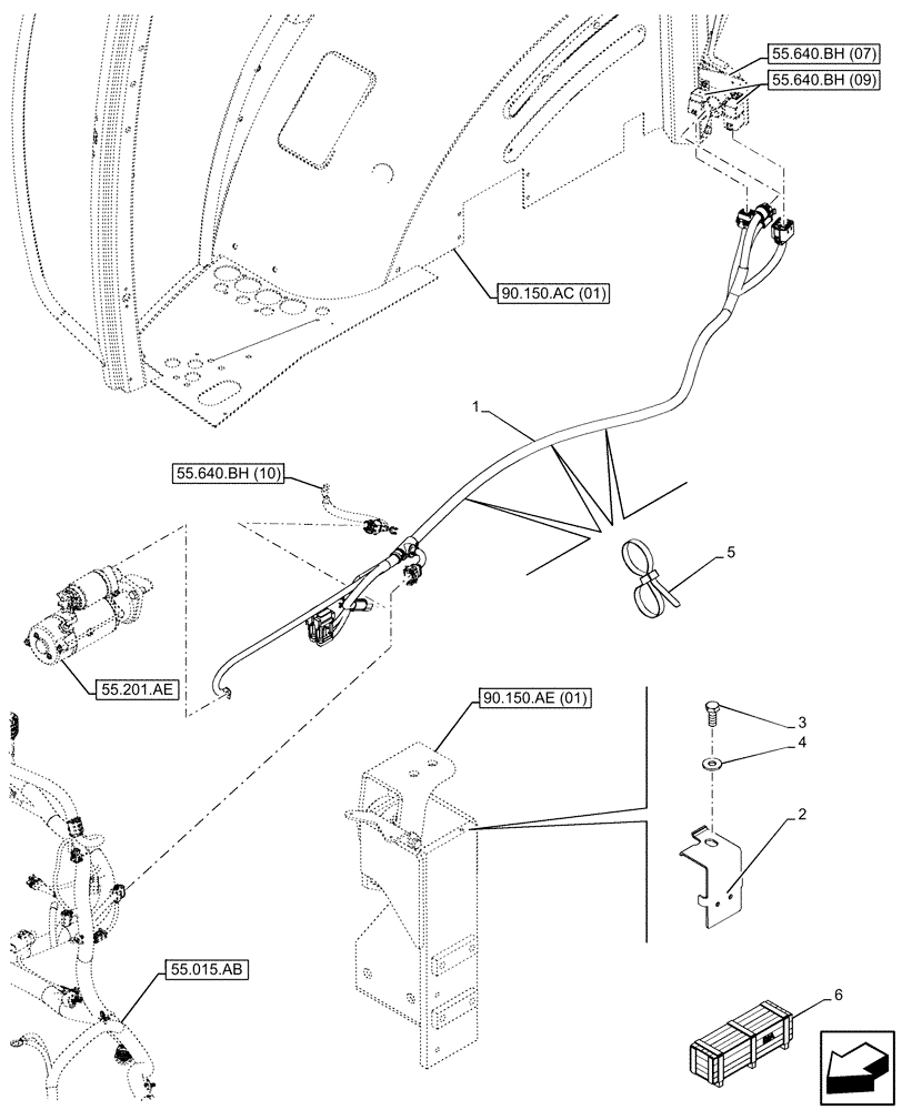 Схема запчастей Case IH PUMA 185 CVT - (55.640.BH[08]) - VAR - 758161, 758376, 758965 - ISOBUS SOCKET, WIRE HARNESS (55) - ELECTRICAL SYSTEMS