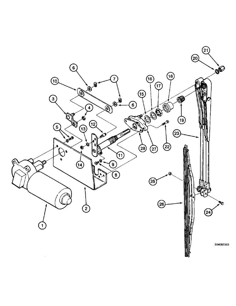 Схема запчастей Case IH 2188 - (4-66) - WINDSHIELD WIPER ASSEMBLY, SINGLE BLADE (06) - ELECTRICAL