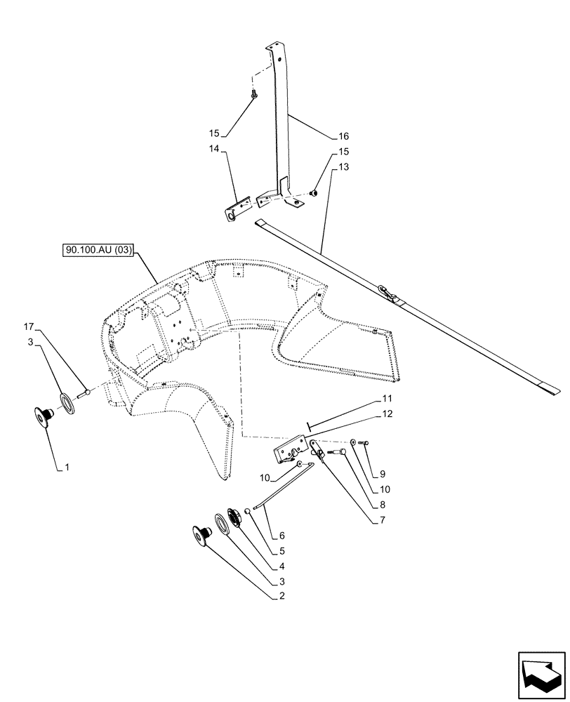 Схема запчастей Case IH PUMA 220 - (90.102.AU[01]) - VAR - 391216, 758207, 758208, 758210, 758527, 758924, 758951, 759044 - HOOD, LATCH (90) - PLATFORM, CAB, BODYWORK AND DECALS