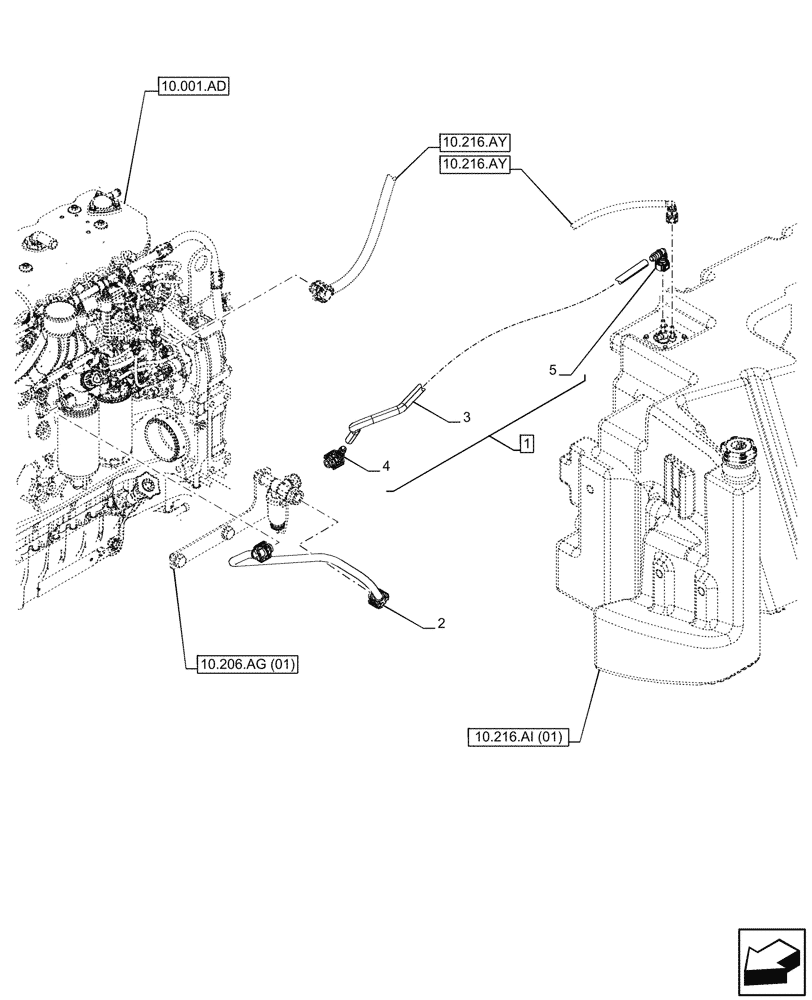 Схема запчастей Case IH PUMA 200 CVT - (10.216.BA[04]) - VAR - 391131, 758001 - FUEL TANK, LINE, W/ABS (10) - ENGINE
