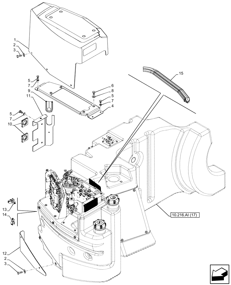 Схема запчастей Case IH PUMA 220 - (10.216.AI[20]) - VAR - 391131, 758001 - FUEL TANK, COVER, W/ABS (10) - ENGINE