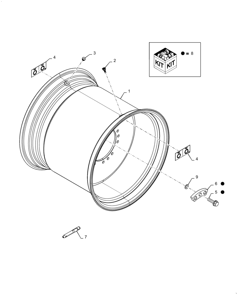 Схема запчастей Case IH 5140 - (44.520.AB[01]) - VAR - 8398008, 8368008, 8300298, 8365008, 8358009, 8300318, 8367008, 8300048, 8306078, 8301318, 8300308, 8300798, 8300378, 8300218 - SINGLE DRIVE WHEEL ASSY (44) - WHEELS