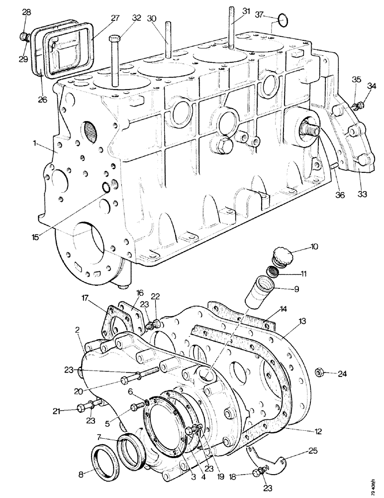 Схема запчастей Case IH 1490 - (A02-1) - CYLINDER BLOCK AND COVERS (01) - ENGINE