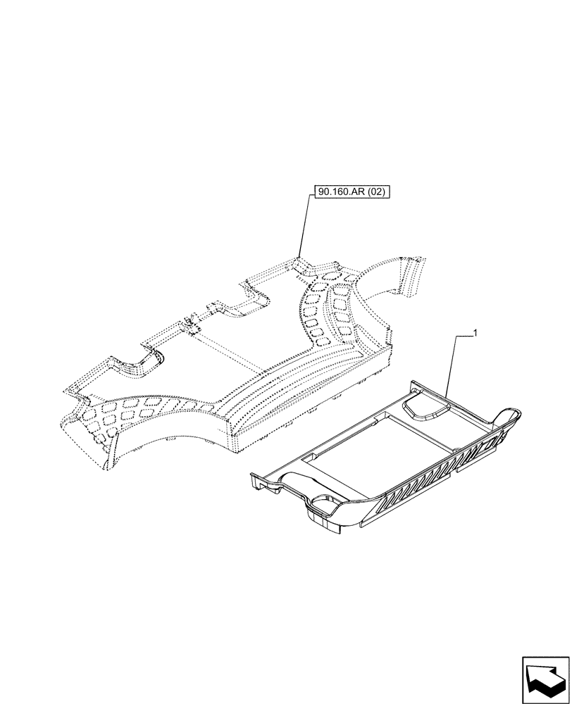 Схема запчастей Case IH PUMA 185 CVT - (90.160.AR[06]) - FLOOR MAT, REAR (90) - PLATFORM, CAB, BODYWORK AND DECALS