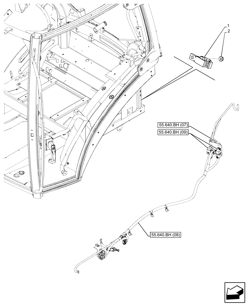 Схема запчастей Case IH PUMA 150 - (55.640.BH[03]) - VAR - 758965 - ISOBUS SOCKET, MOUNTING CLIP (55) - ELECTRICAL SYSTEMS