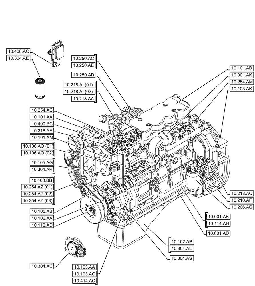 Схема запчастей Case IH F4DFE617L B002 - (00.000.10) - PICTORIAL INDEX - ENGINE (00) - GENERAL & PICTORIAL INDEX