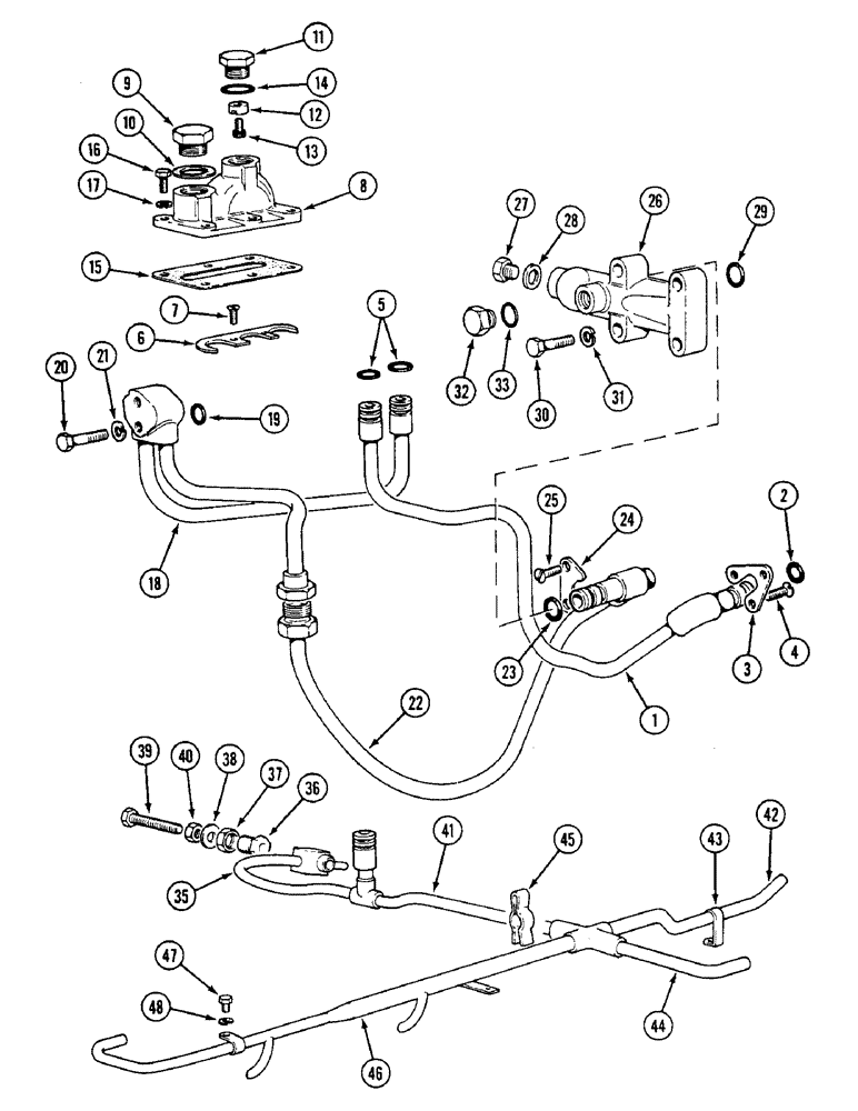 Схема запчастей Case IH 1294 - (8-216) - HYDRAULIC TUBES - REAR AXLE (08) - HYDRAULICS