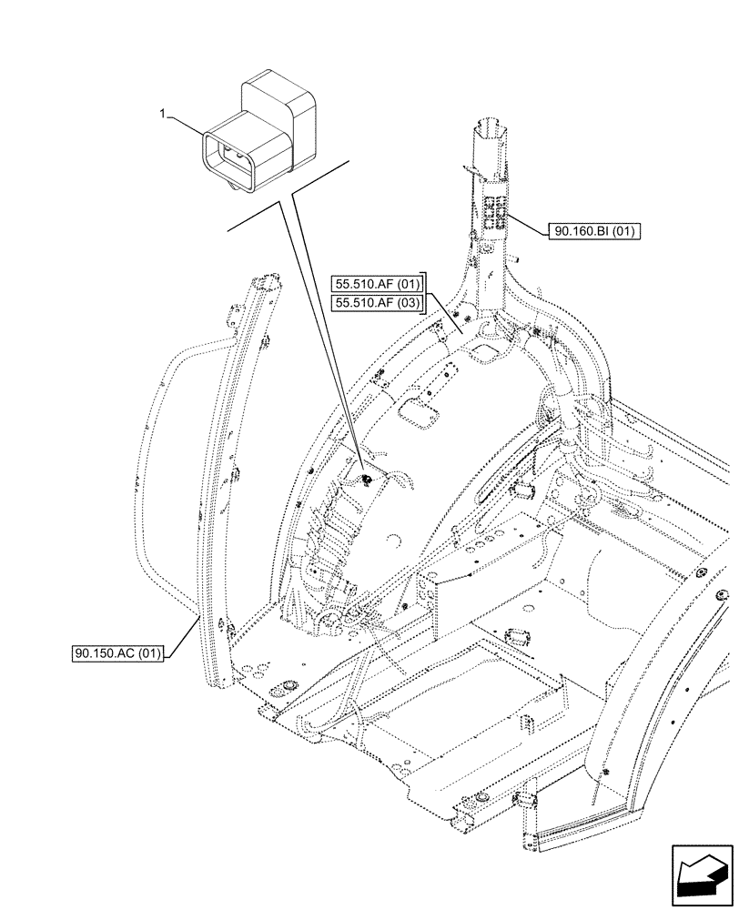 Схема запчастей Case IH PUMA 200 CVT - (55.640.BH[05]) - VAR - 758161, 758376, 758965 - ISOBUS SOCKET, TERMINAL CONNECTOR (55) - ELECTRICAL SYSTEMS