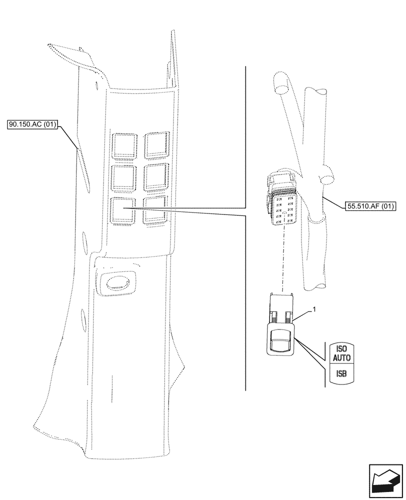 Схема запчастей Case IH PUMA 150 - (55.640.BH[02]) - VAR - 758965 - ISOBUS SOCKET, SWITCH (55) - ELECTRICAL SYSTEMS