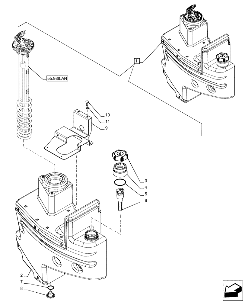 Схема запчастей Case IH PUMA 240 CVT - (10.500.AA) - VAR - 391131, 758001 - DEF/ADBLUE™ TANK, COMPONENTS (10) - ENGINE