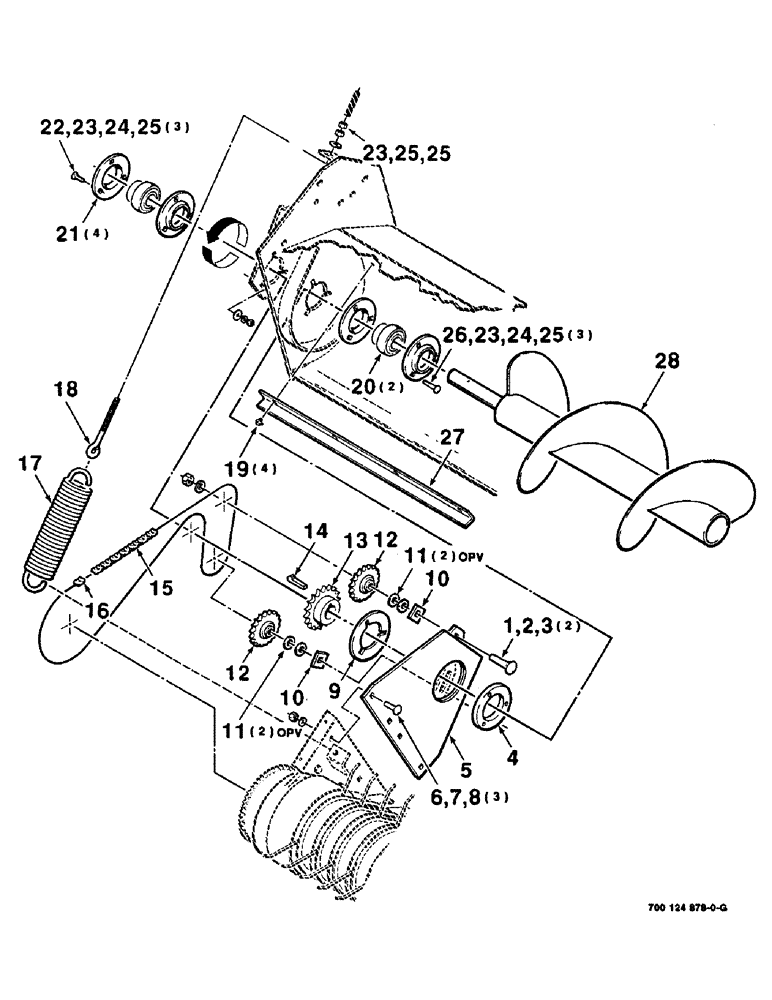 Схема запчастей Case IH 8545 - (2-28) - AUGER AND AUGER DRIVE ASSEMBLY - RIGHT (S.N. CFH0045726 AND LATER) Driveline