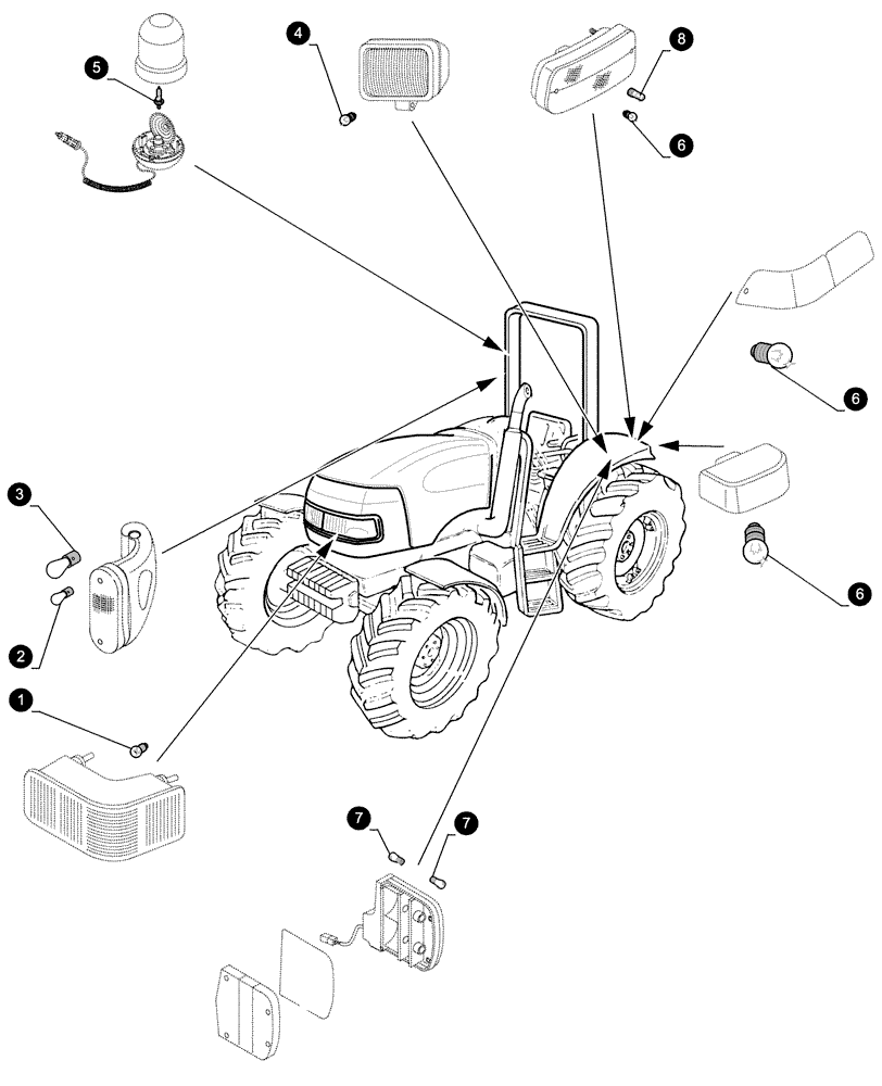 Схема запчастей Case IH MXU130 - (0.05.4[04]) - MAINTENANCE PARTS - BULBS (00) - GENERAL