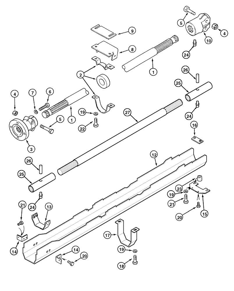 Схема запчастей Case IH CX100 - (06-29) - DRIVE SHAFT AND SHIELD (06) - POWER TRAIN