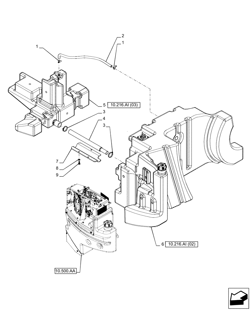 Схема запчастей Case IH PUMA 150 CVT - (10.216.AI[01]) - VAR - 391131, 758001 - FUEL TANK (10) - ENGINE