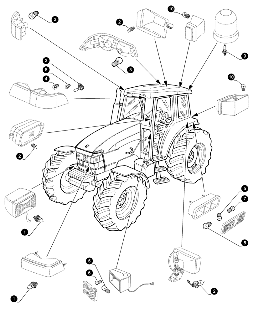 Схема запчастей Case IH MXM155 - (0.05.4[04]) - MAINTENANCE PARTS - BULBS (00) - GENERAL