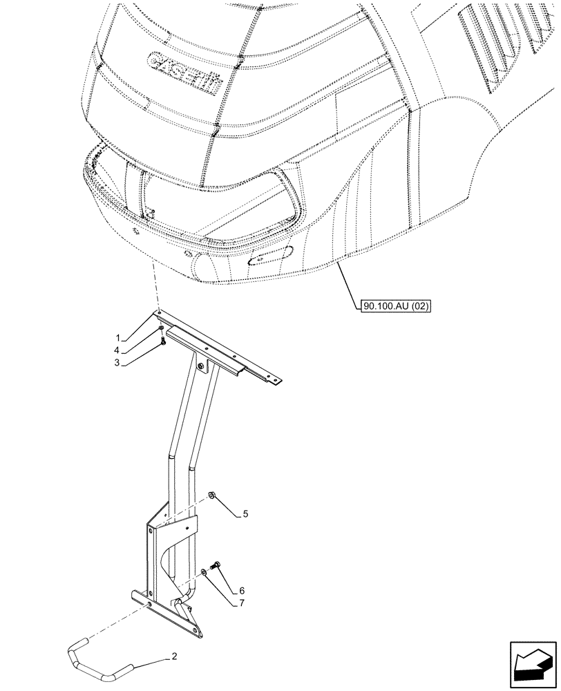 Схема запчастей Case IH PUMA 165 CVT - (90.102.AU[02]) - VAR - 391216, 758207, 758208, 758210, 758951 - HOOD, LATCH, SUPPORT (90) - PLATFORM, CAB, BODYWORK AND DECALS