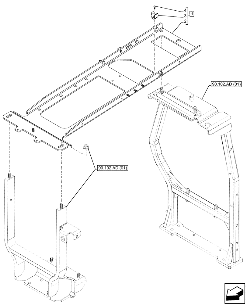 Схема запчастей Case IH PUMA 150 CVT - (10.202.AH[01]) - VAR - 391216, 758207, 758208, 758210, 758951 - AIR CLEANER, SUPPORT (10) - ENGINE