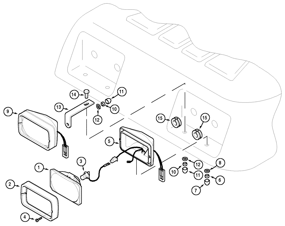 Схема запчастей Case IH CX100 - (04-24) - FRONT WORKLIGHTS - CAB ROOF (04) - ELECTRICAL SYSTEMS