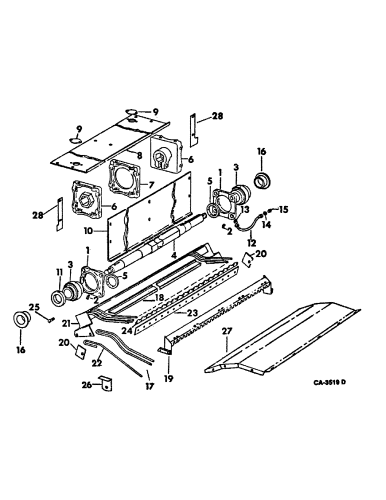 Схема запчастей Case IH 815 - (21-14) - THRESHING CYLINDER AND CONCAVE, CYLINDER BEATER AND GRATE FOR BLADE BOX TYPE (14) - THRESHING