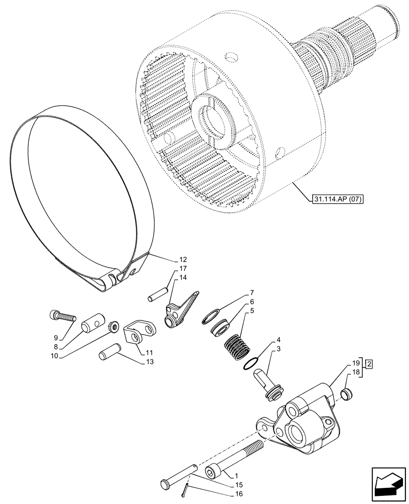 Схема запчастей Case IH PUMA 200 - (31.114.AJ[03]) - VAR - 338183, 758031 - PTO 540/1000 RPM, BRAKE (31) - IMPLEMENT POWER TAKE OFF