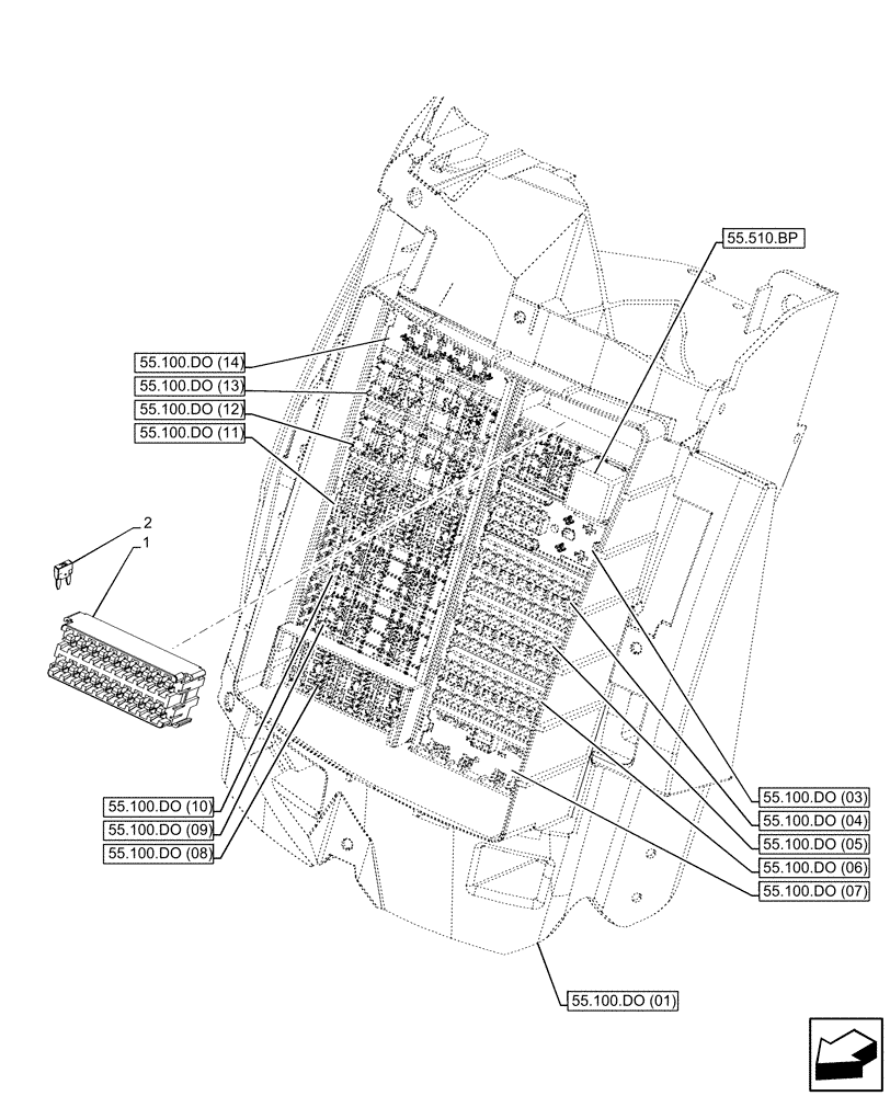 Схема запчастей Case IH PUMA 150 - (55.100.DO[02]) - FUSE BOX (55) - ELECTRICAL SYSTEMS