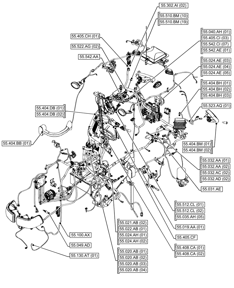 Схема запчастей Case IH MAXXUM 145 - (00.000.55[04]) - PICTORIAL INDEX - ELECTRICAL SYSTEMS (00) - GENERAL & PICTORIAL INDEX
