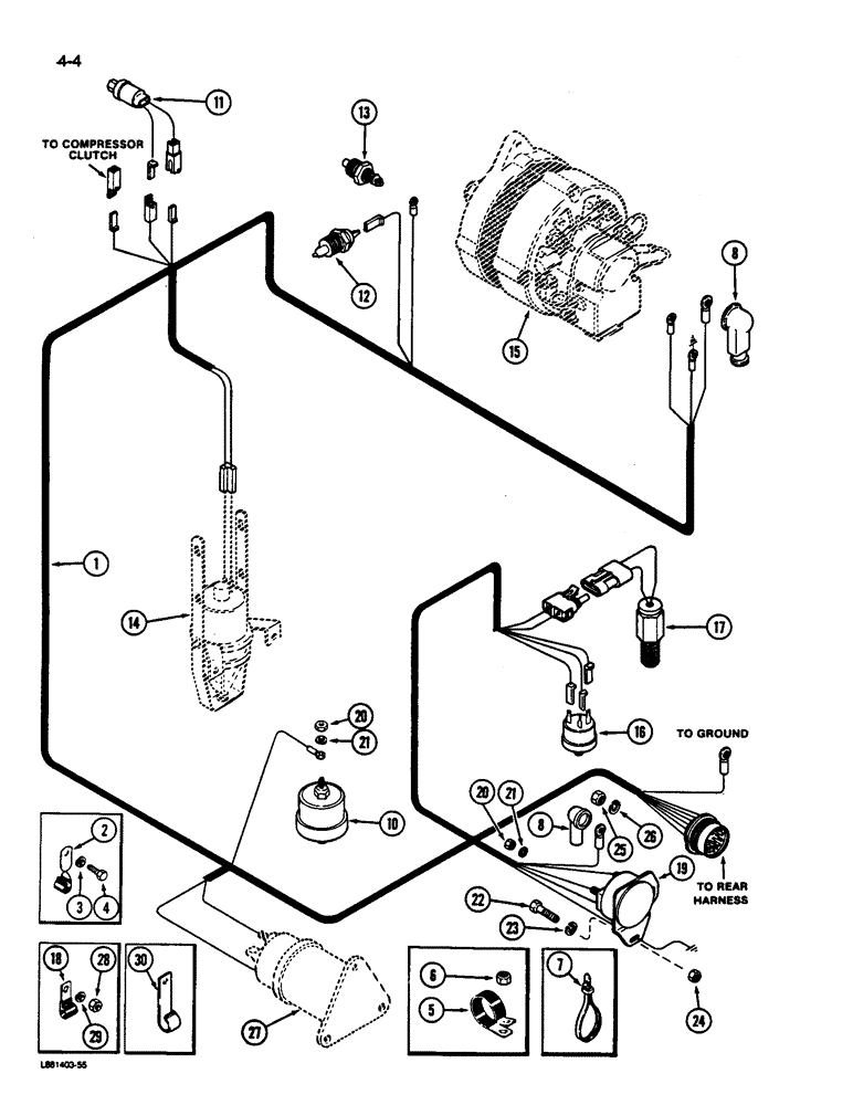 Схема запчастей Case IH 1844 - (4-04) - ENGINE HARNESS (06) - ELECTRICAL SYSTEMS