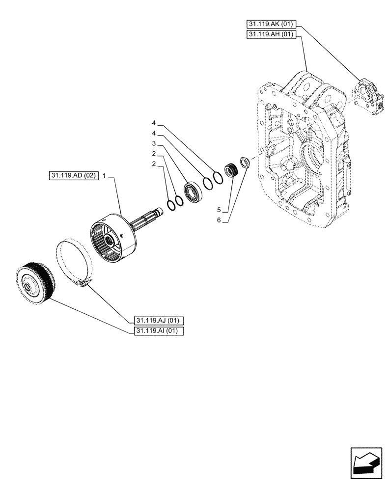 Схема запчастей Case IH PUMA 220 - (31.119.AD[01]) - VAR - 758030 - PTO 540/540E/1000/1000E RPM, DRIVE SHAFT, FRONT (31) - IMPLEMENT POWER TAKE OFF