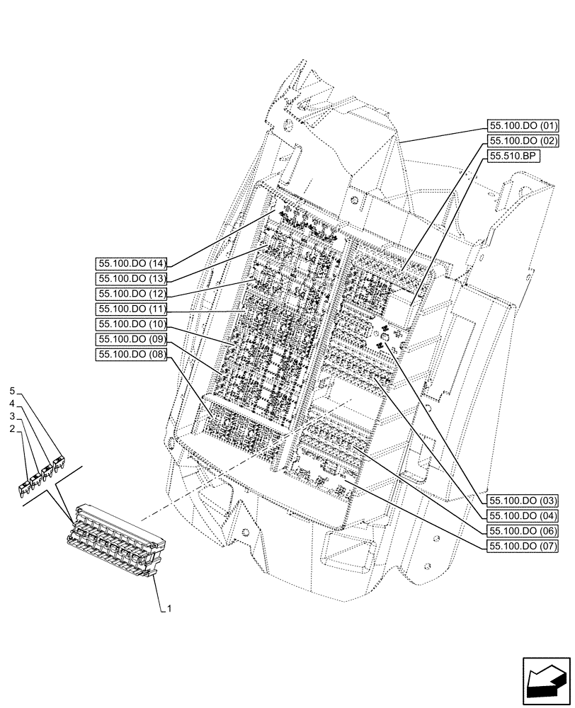 Схема запчастей Case IH PUMA 165 - (55.100.DO[05]) - FUSE BOX (55) - ELECTRICAL SYSTEMS