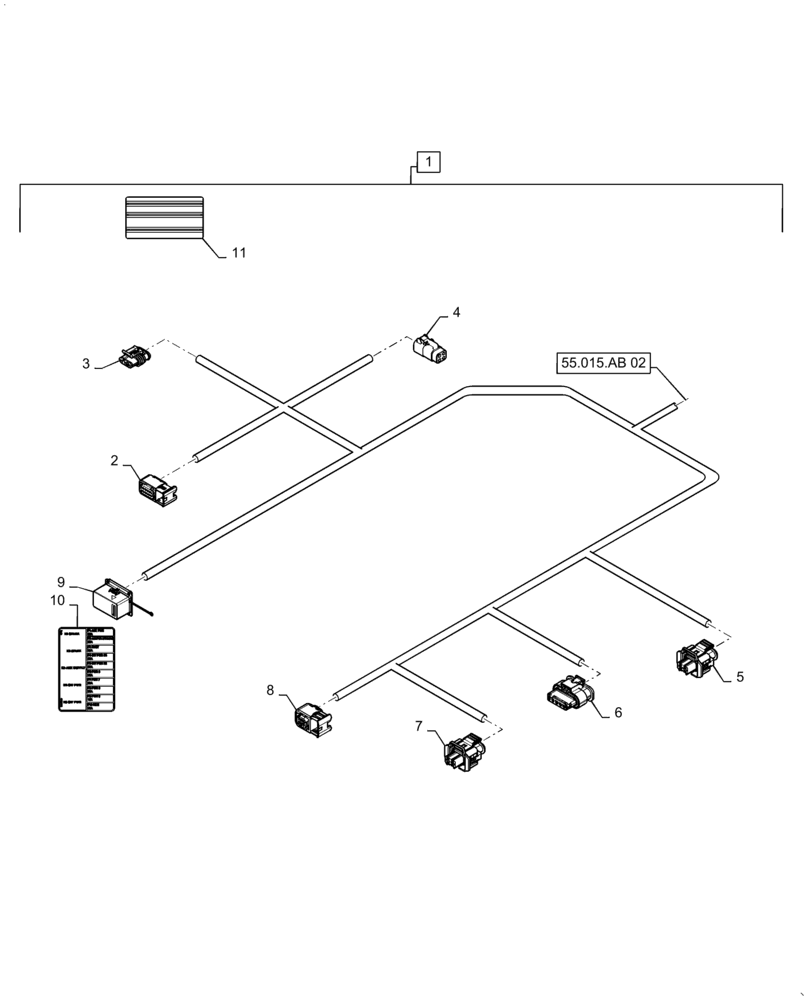 Схема запчастей Case IH TITAN 4040 - (55.015.AB[01]) - ENGINE WIRE HARNESS (55) - ELECTRICAL SYSTEMS