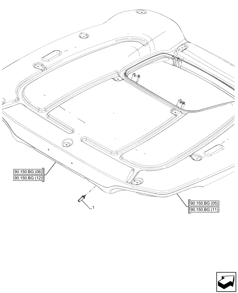 Схема запчастей Case IH PUMA 150 CVT - (55.518.AG[02]) - VAR - 338305, 338306, 338309, 338313, 338314, 338315, 758961, 758963 - CAB ROOF, W/ HIGH VISIBILITY PANEL, WINDOW, REAR, SPRAY, NOZZLE (55) - ELECTRICAL SYSTEMS