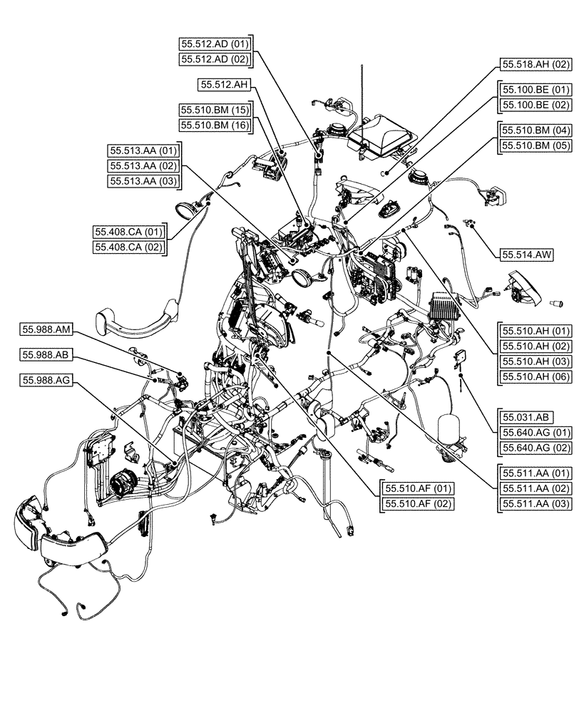 Схема запчастей Case IH MAXXUM 145 - (00.000.55[07]) - PICTORIAL INDEX - ELECTRICAL SYSTEMS (00) - GENERAL & PICTORIAL INDEX
