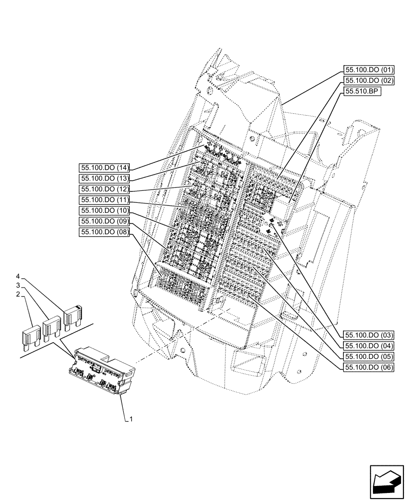 Схема запчастей Case IH PUMA 220 - (55.100.DO[07]) - FUSE BOX (55) - ELECTRICAL SYSTEMS