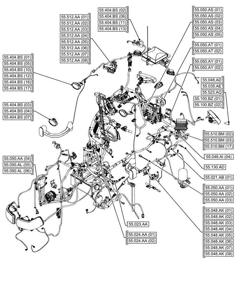 Схема запчастей Case IH MAXXUM 145 - (00.000.55[05]) - PICTORIAL INDEX - ELECTRICAL SYSTEMS (00) - GENERAL & PICTORIAL INDEX