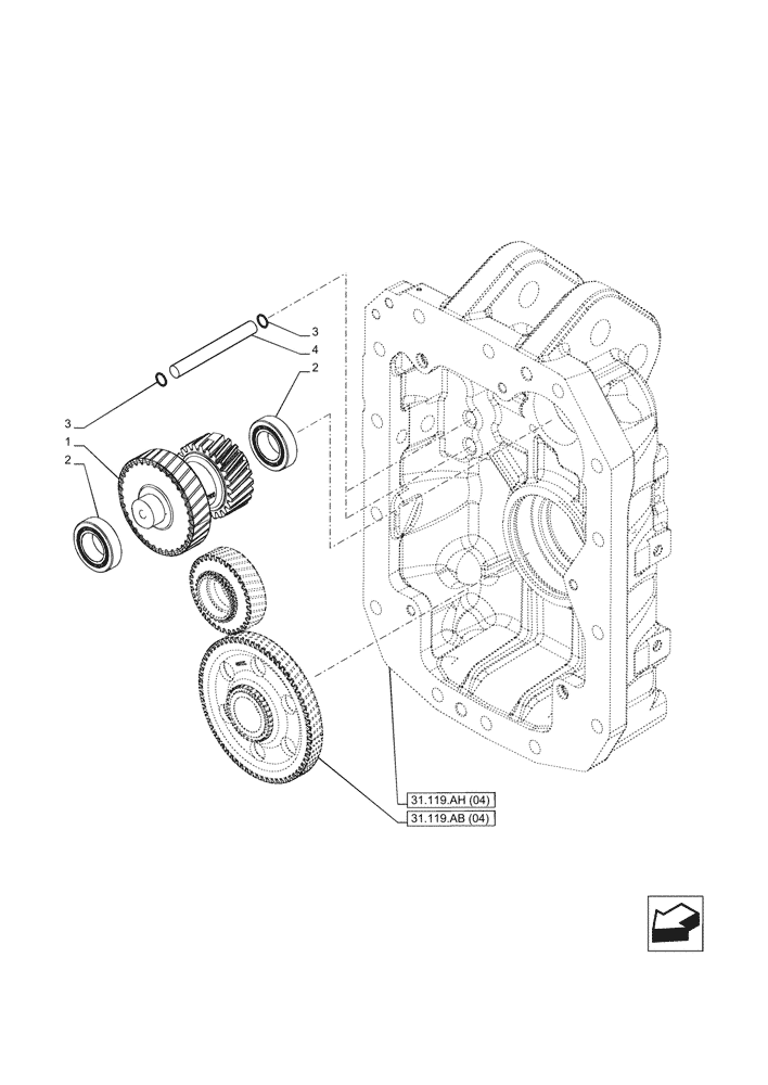 Схема запчастей Case IH PUMA 220 CVT - (31.119.AP[03]) - VAR - 758030 - PTO 540/540E/1000/1000E RPM, DRIVE SHAFT, REAR (31) - IMPLEMENT POWER TAKE OFF