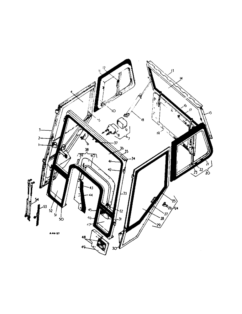 Схема запчастей Case IH 354 - (6-72) - ATTACHMENTS, SAFETY CAB, UP TO 354/001/1563, 354/002/1201, 2300/005/564 Attachments