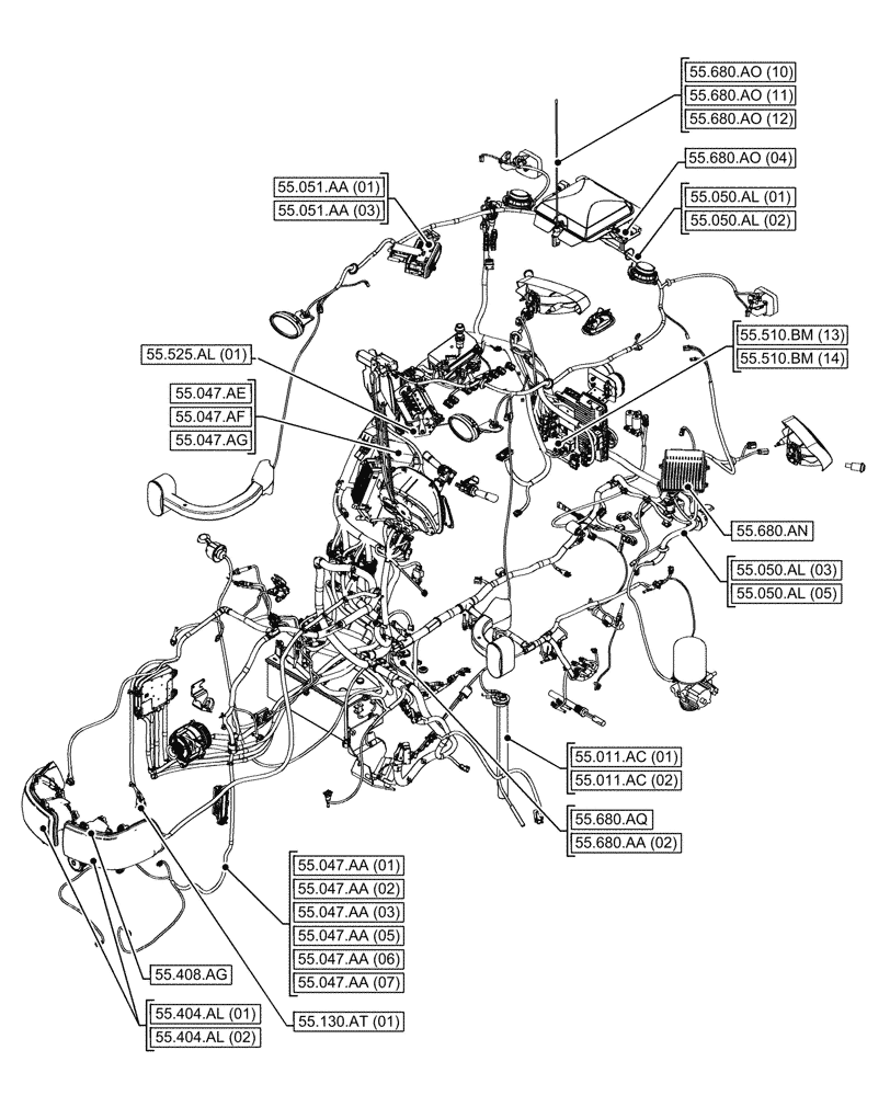 Схема запчастей Case IH MAXXUM 145 - (00.000.55[01]) - PICTORIAL INDEX - ELECTRICAL SYSTEMS (00) - GENERAL & PICTORIAL INDEX
