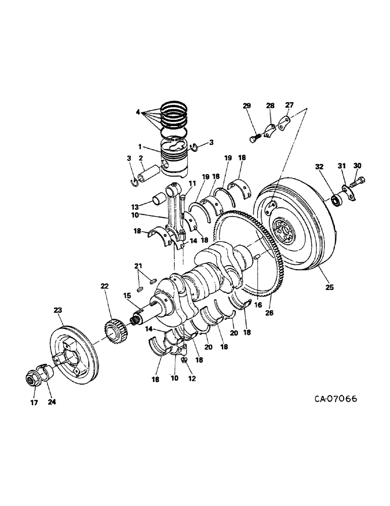 Схема запчастей Case IH 284 - (12-48) - POWER, DIESEL ENGINE, NISSAN, CRANKSHAFT, FLYWHEEL AND BEARINGS Power