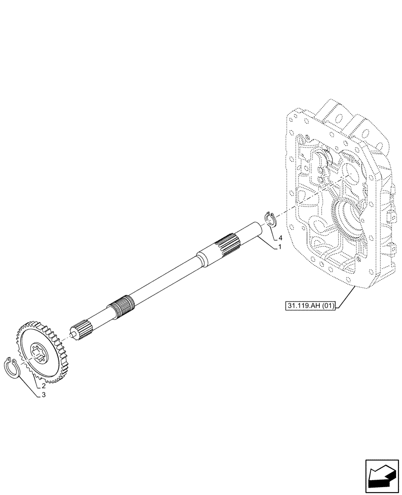 Схема запчастей Case IH PUMA 220 - (31.119.AP[04]) - VAR - 758030 - PTO 540/540E/1000/1000E RPM, DRIVE SHAFT, REAR (31) - IMPLEMENT POWER TAKE OFF