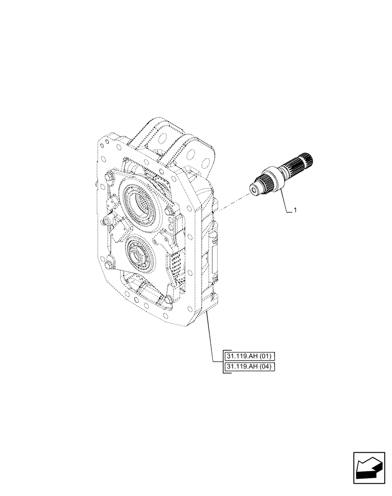 Схема запчастей Case IH PUMA 185 CVT - (31.119.AF[01]) - VAR - 758030 - PTO 540/540E/1000/1000E RPM, OUTPUT SHAFT (31) - IMPLEMENT POWER TAKE OFF